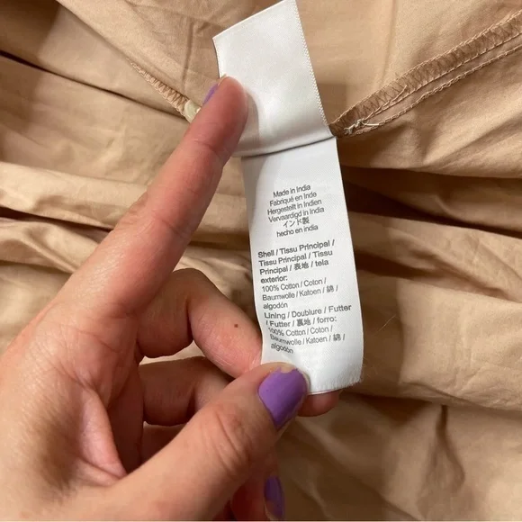 J.‎ Crew Puff Sleeve Cotton Poplin Wrap Dress V-Neck In Cream Nude - Picture 7 of 10